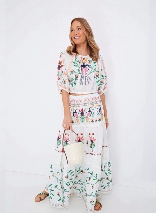FARM Rio Dresses & Skirts - NWT Farm Rio Summer Garden Embroidered Maxi Skirt Size Large